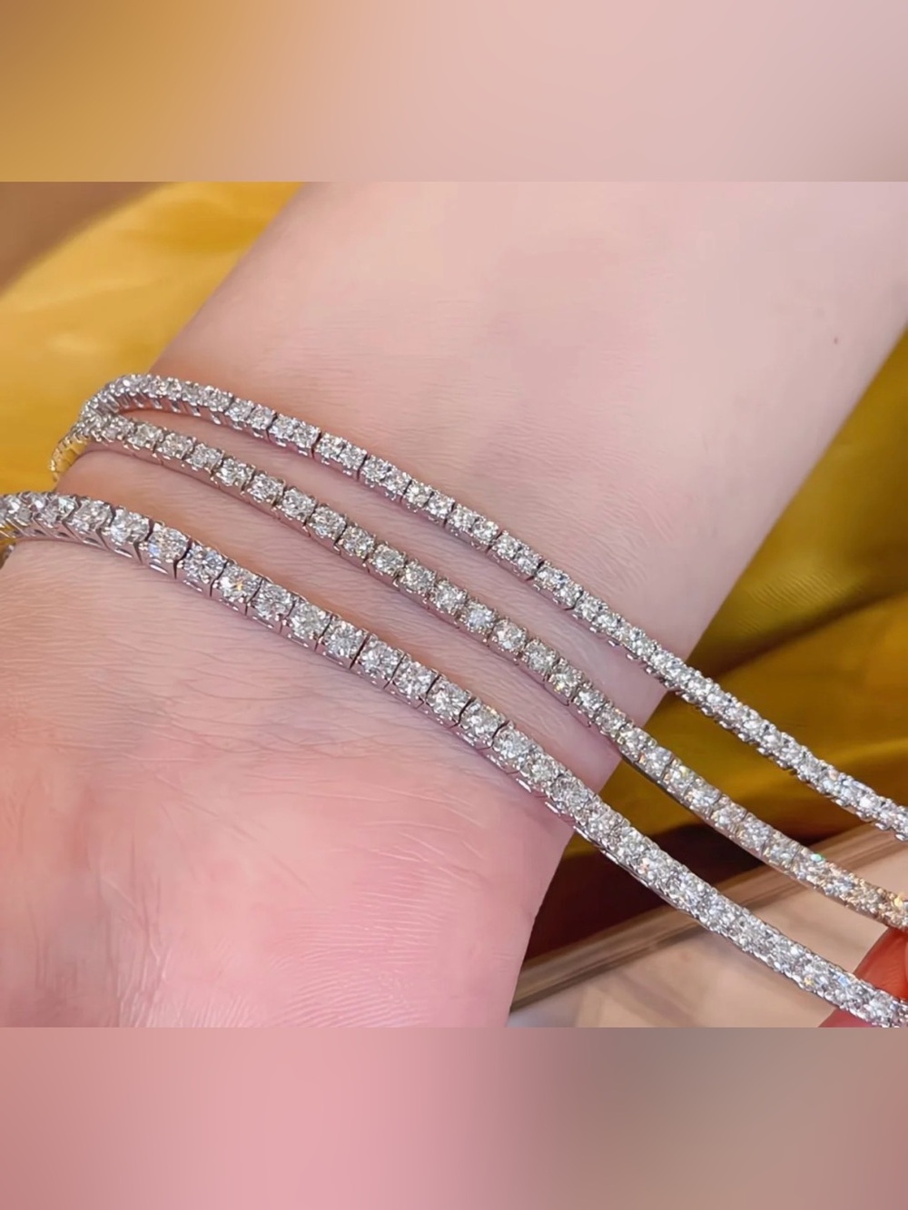 3Classic Silver Tennis Stacking Bracelet with Clear Cubic Zirconia